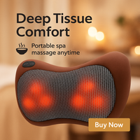 Shiatsu Massage Cushion with Heat – Deep Tissue Back & Neck Pain Relief Pad